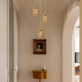 FORCOSO Hanglamp Rotan Boho 3 Lichten E27 Eetkamer Keuken — miniatuur 8