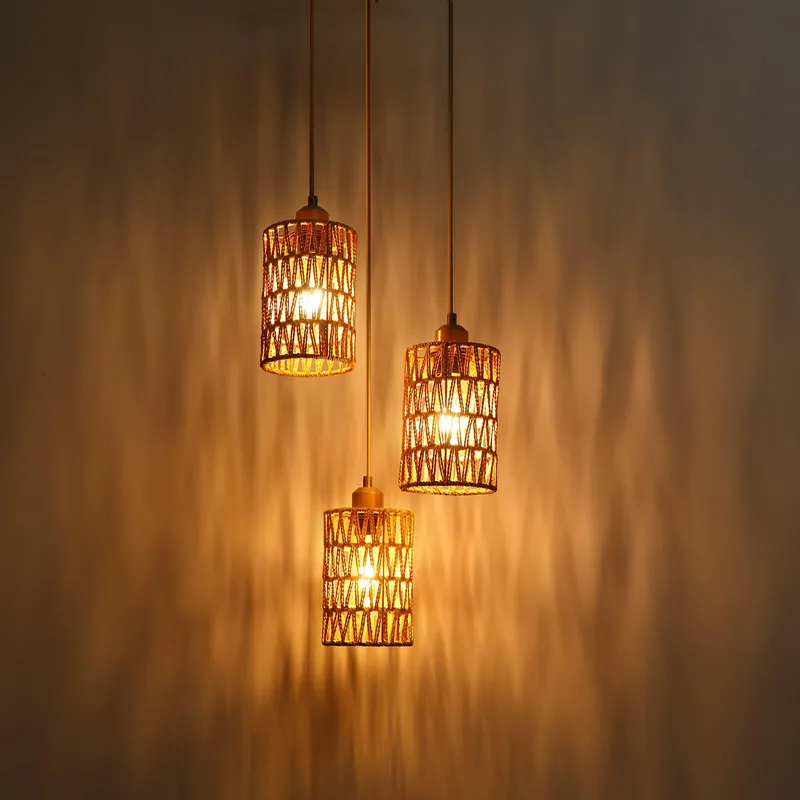 FORCOSO Hanglamp Rotan Boho 3 Lichten E27 Eetkamer Keuken — foto 9