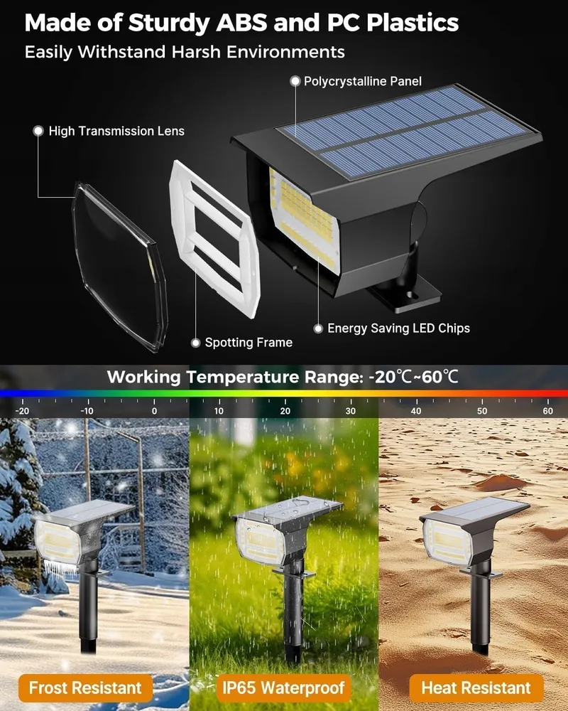BTFARM Solarlampen Tuin 72LED IP65 Waterdicht Warmwit — foto 3