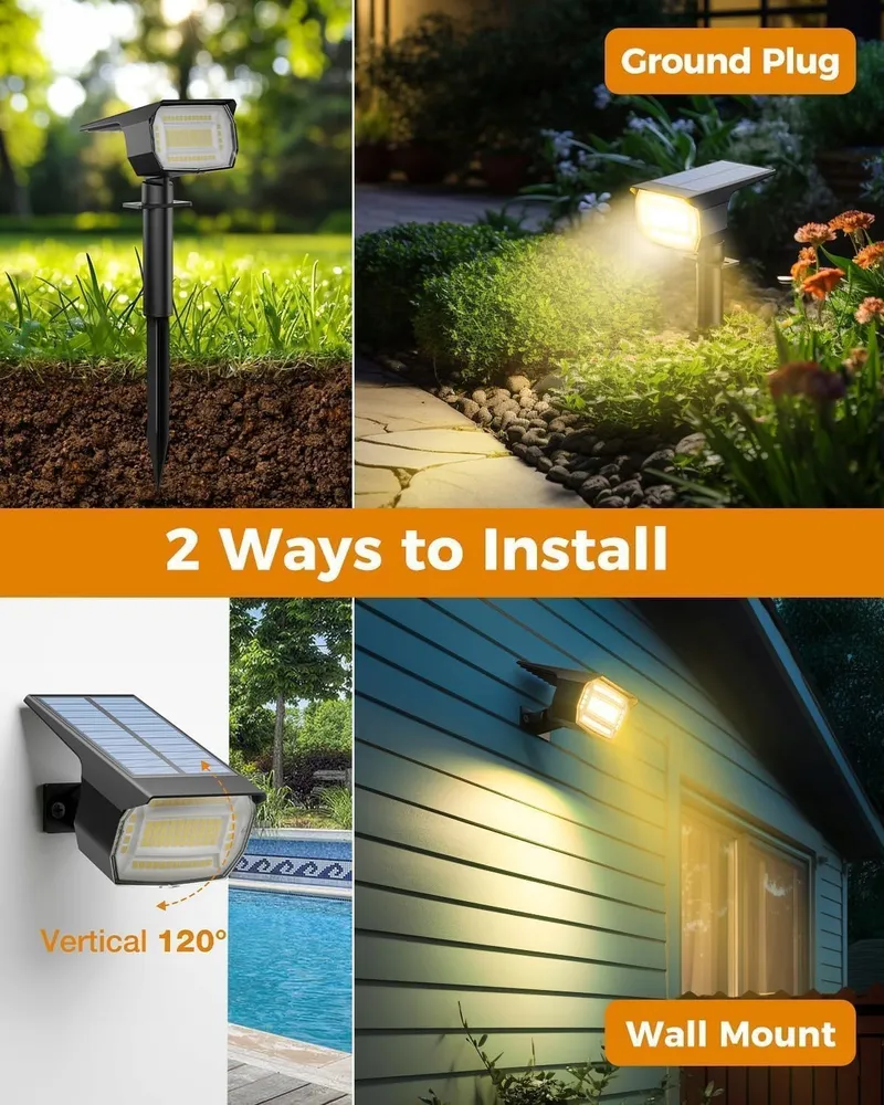 BTFARM Solarlampen Tuin 72LED IP65 Waterdicht Warmwit — foto 6