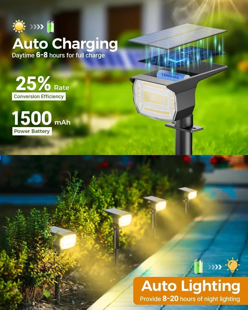 BTFARM Solarlampen Tuin 72LED IP65 Waterdicht Warmwit — foto 2
