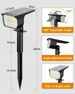 BTFARM Solarlampen Tuin 72LED IP65 Waterdicht Warmwit — miniatuur 7