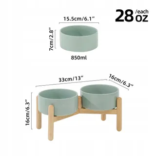 HAVNIVA Keramische Hondenbak Verhoogd Antislip Verstelbaar — miniatuur 2