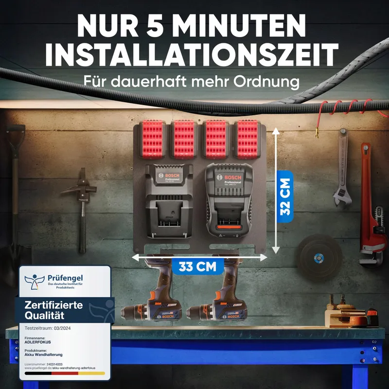 ADLERFOKUS Wandhouder Bosch Professional Accu's Premium Montage — foto 4