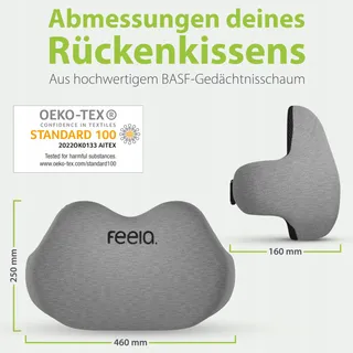FEELA Ergonomisch Rugkussen voor Bureaustoel Comfortabel Zwart — miniatuur 8