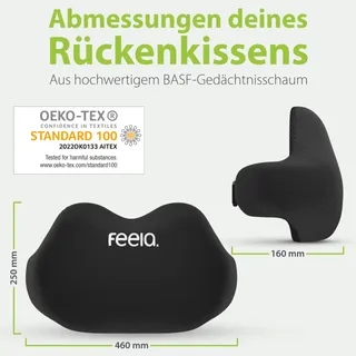 FEELA Ergonomisch Rugkussen voor Bureaustoel Comfortabel Zwart — miniatuur 5