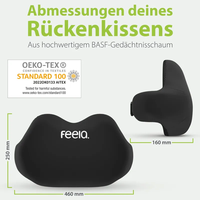 FEELA Ergonomisch Rugkussen voor Bureaustoel Comfortabel Zwart — foto 5