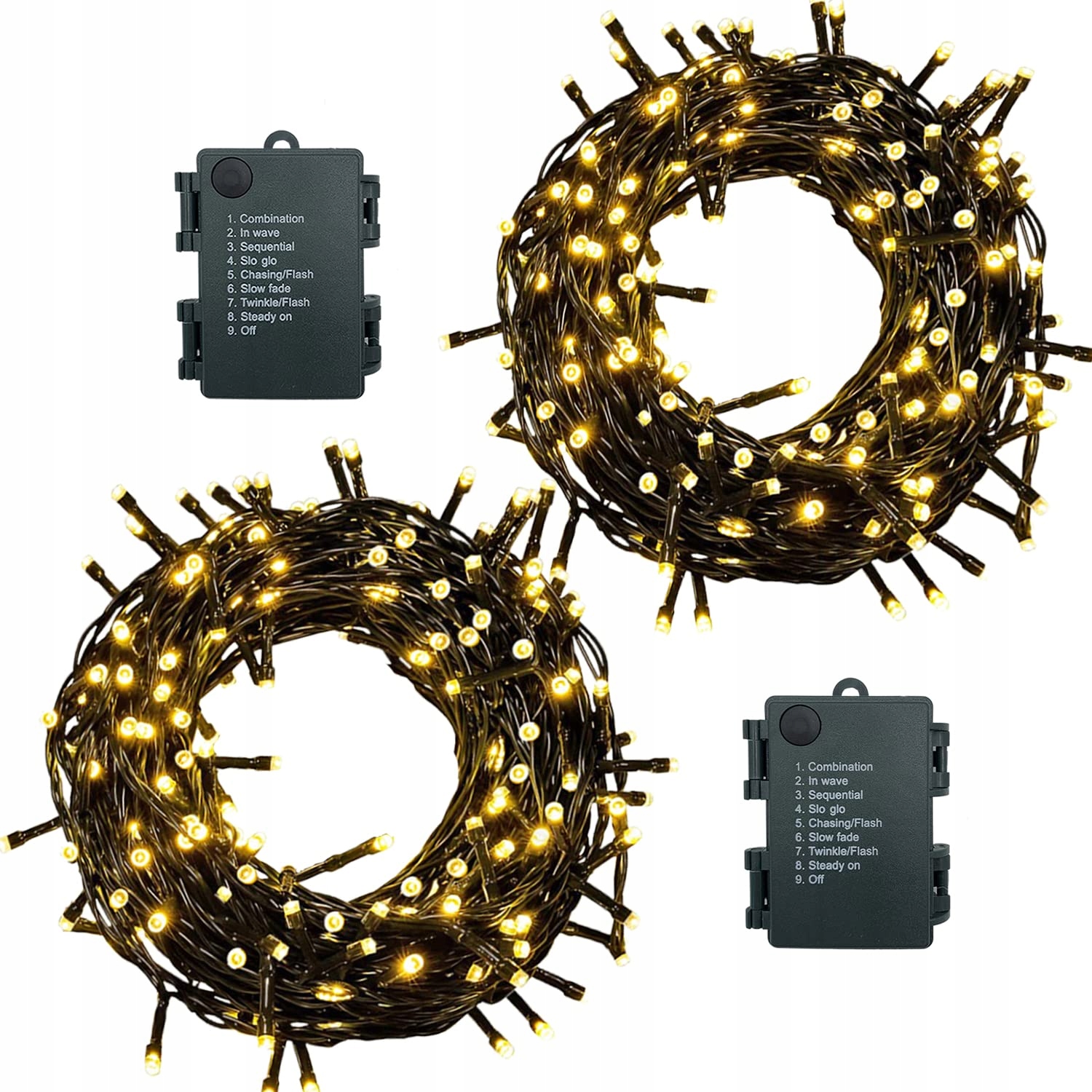 MEISION LED Lichtsnoer Batterij Timer 10m 100LED Warm Wit 2 Stuks
