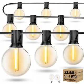TORKASE LED Lichtketting Buiten 33.5m Warmwit Balkon Tuin