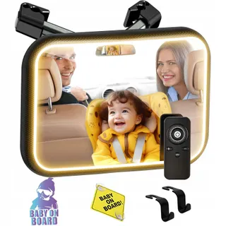 SHEGZHUC Babyspiegel Auto 360° met Afstandsbediening en Licht