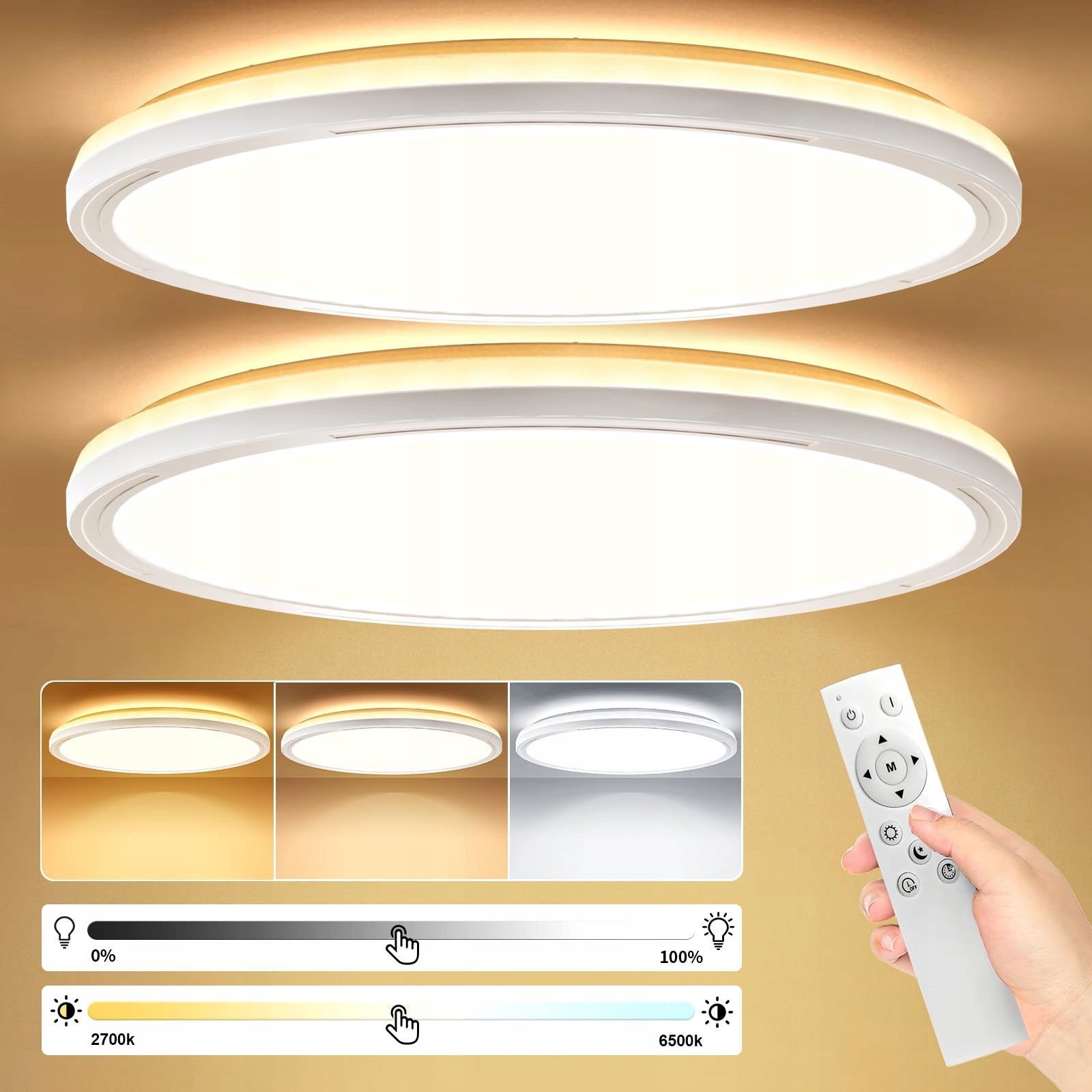 Taipow LED Plafondlamp 24W 2642LM Afstandsbediening 3000K-6500K