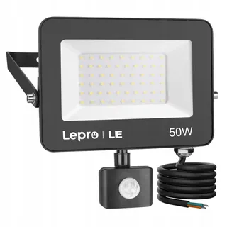 LEPRO 50W LED Schijnwerper met Bewegingsmelder Buiten 4200LM IP54