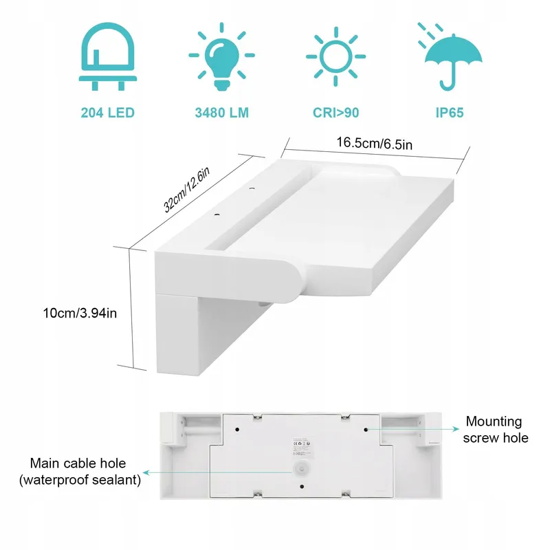 KLIGHTEN 45W LED Buitenlamp Bewegingsmelder IP65 3480LM 3000K — foto 5