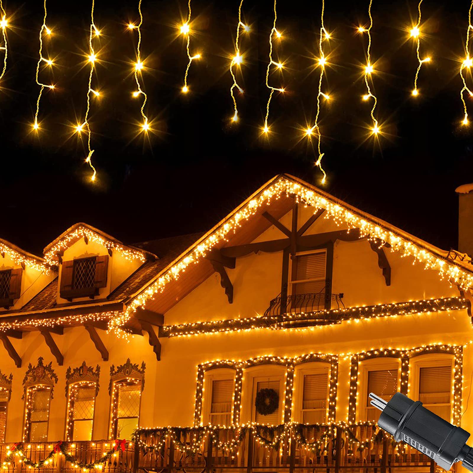 MEISION IJsregen Lichtgordijn Kerstverlichting IP44 Waterdicht 10m 400LED