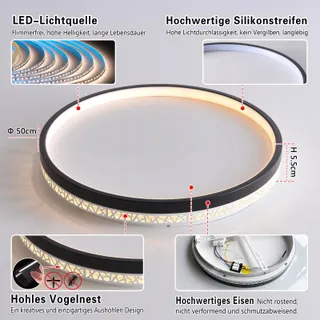 SEATAIN LED Plafondlamp Zwart 50W Dimbaar Afstandsbediening 50cm 5000lm — miniatuur 3