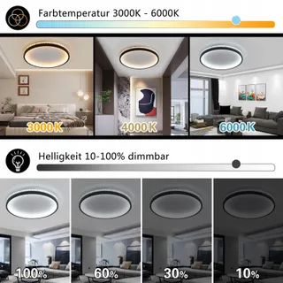 SEATAIN LED Plafondlamp Zwart 50W Dimbaar Afstandsbediening 50cm 5000lm — miniatuur 6