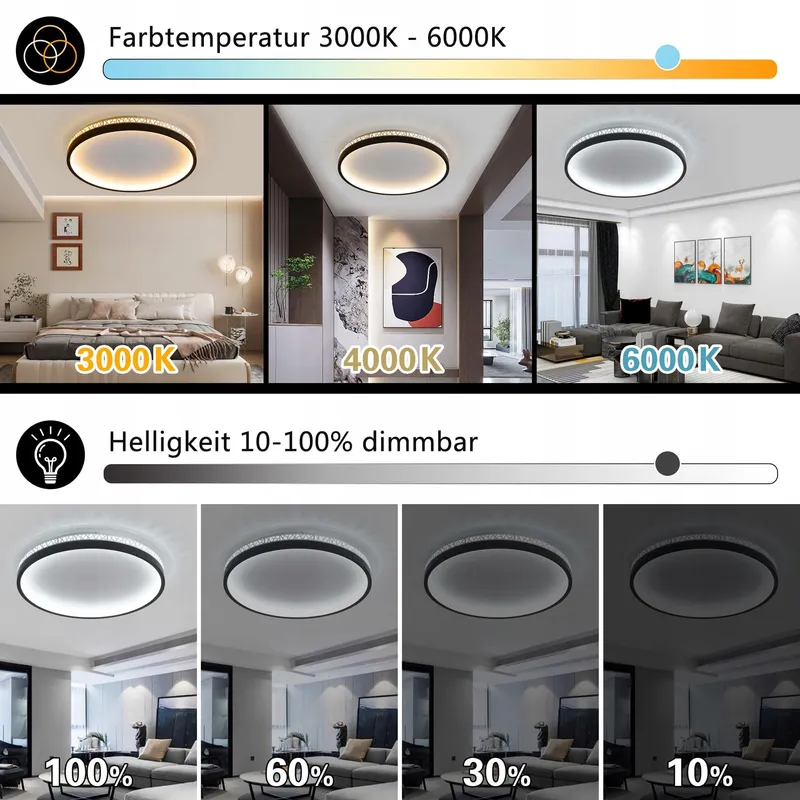 SEATAIN LED Plafondlamp Zwart 50W Dimbaar Afstandsbediening 50cm 5000lm — foto 6