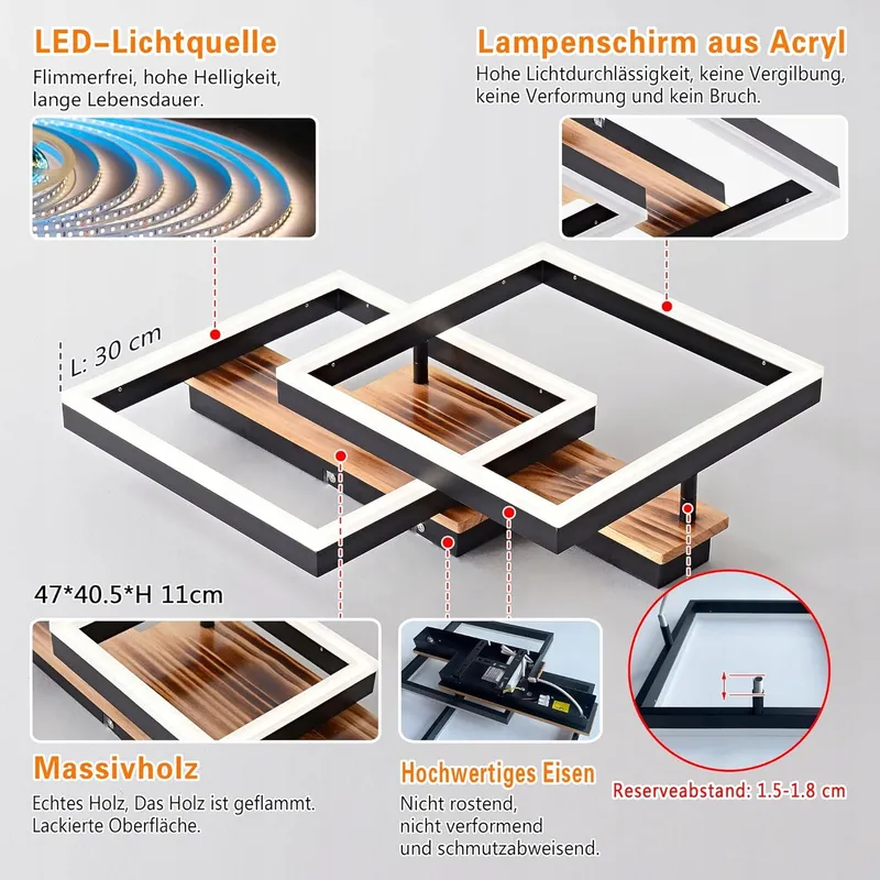 SEATAIN LED Plafondlamp Zwart 50W Dimbaar Afstandsbediening 50cm 5000lm — foto 10