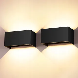 CWYCFW 24W LED Wandlamp Binnen Buiten 2 Stuks Warm Wit 3000K