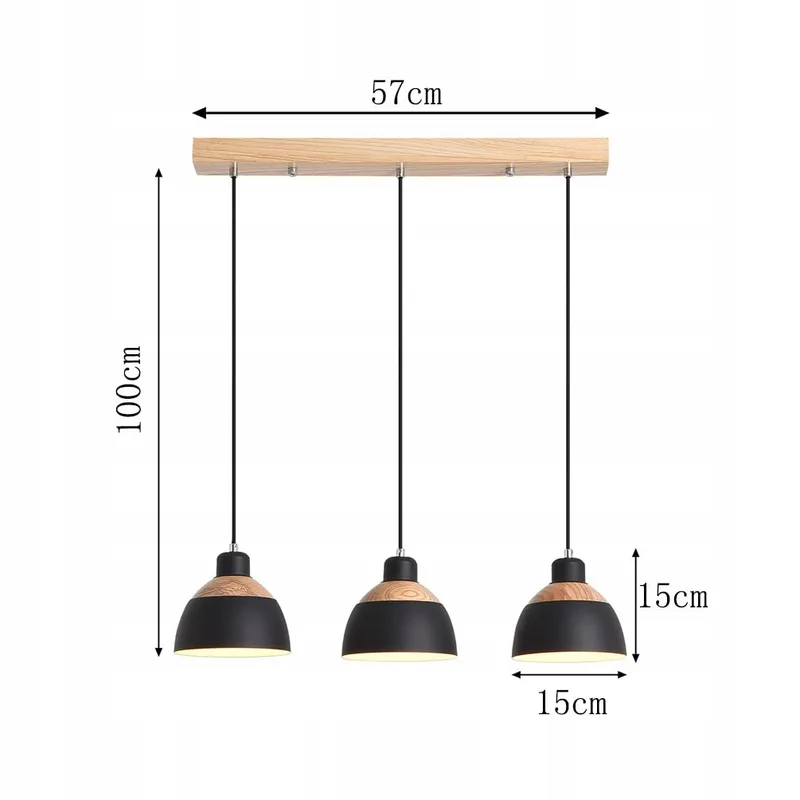BEASIU-ELETRO Retro Hanglamp 3-lichts Zwart E27 — foto 5