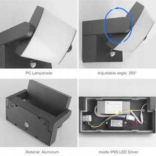 KLIGHTEN 24W LED Buitenlamp Bewegingssensor IP65 Grijs 6000K — miniatuur 4