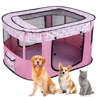 FALTBARE Opvouwbare Puppyren voor Puppy's Kittens XL Roze