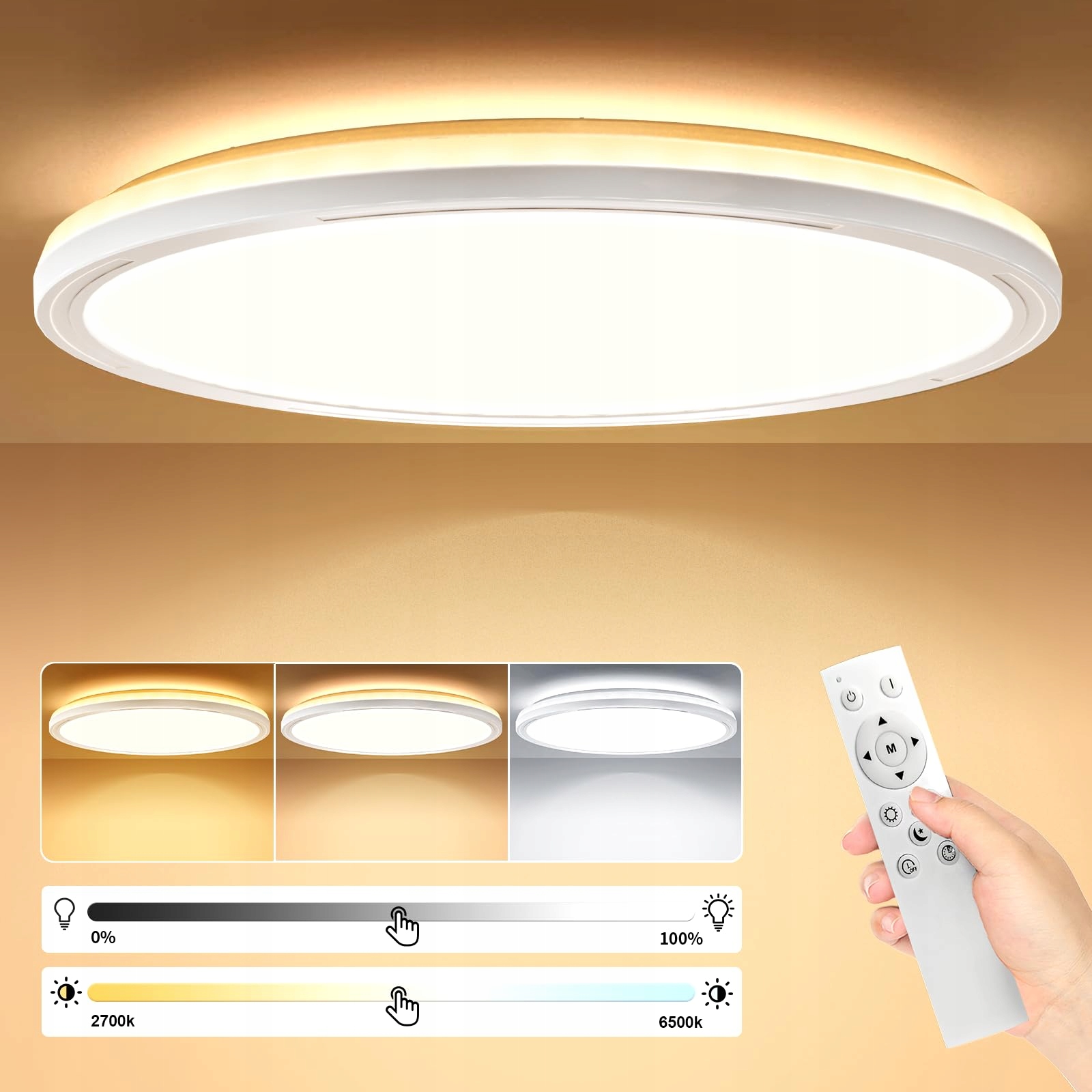 TAIPOW LED Plafondlamp 24W 2642LM Afstandsbediening Dimbaar 3000K-6500K