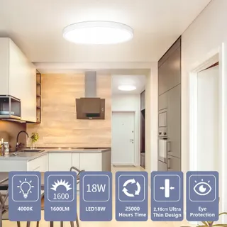 LED Plafondlamp Rond 18W 4000K 1600LM IP44 Badkamer Keuken — miniatuur 7
