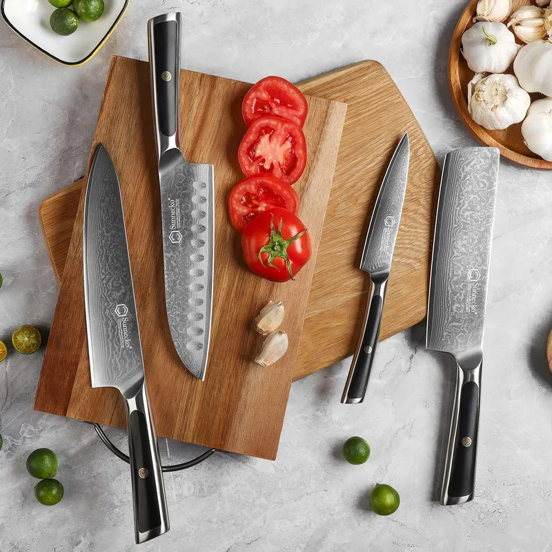 SUNNECKO Santoku Damastmes 18cm Ergonomisch Handvat Geschenkdoos — foto 8