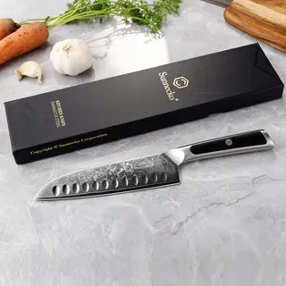 SUNNECKO Santoku Damastmes 18cm Ergonomisch Handvat Geschenkdoos — miniatuur 9