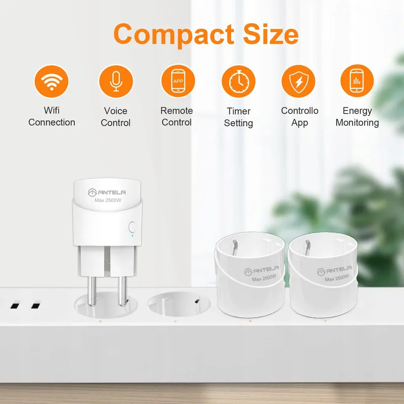 ANTELA Smart Stopcontact WiFi Energiemeter Compatibel met Google — foto 2