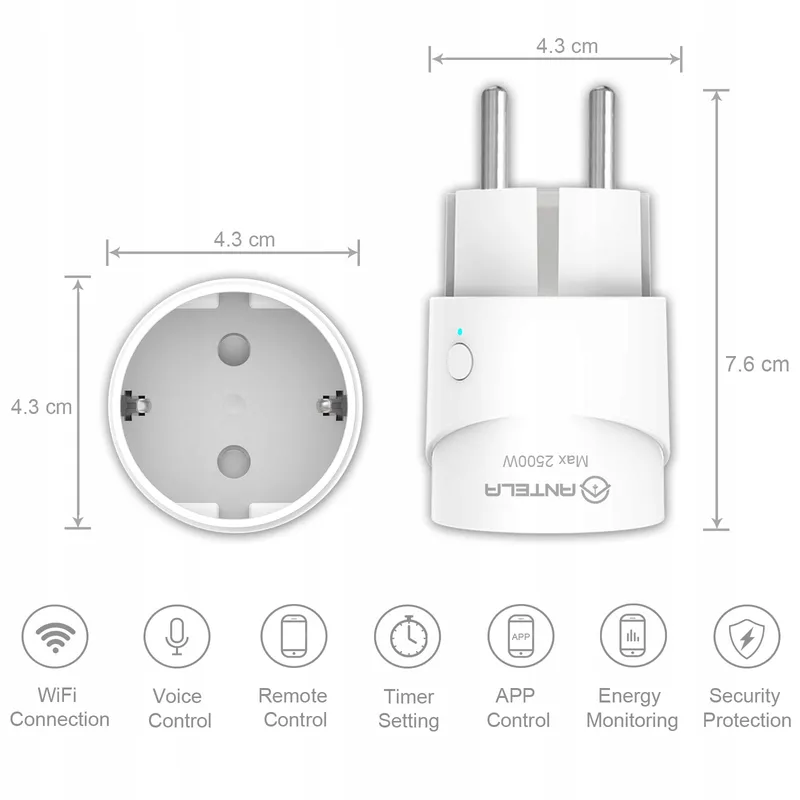 ANTELA Smart Stopcontact WiFi Energiemeter Compatibel met Google — foto 8