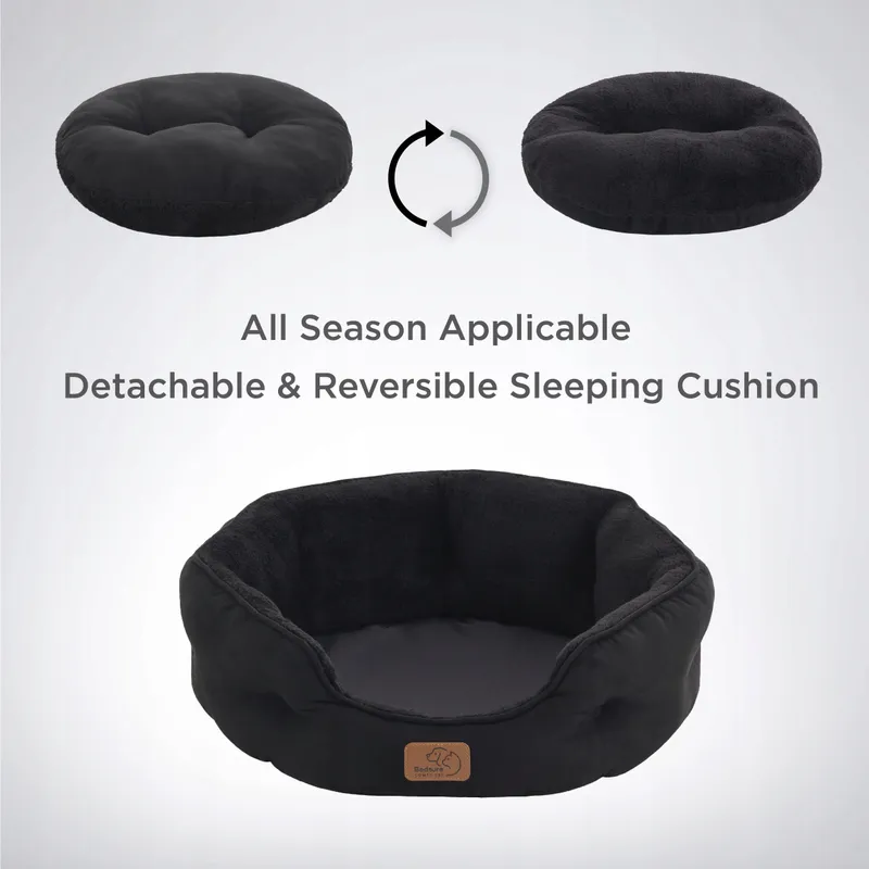 BEDSURE Kattenbed Wasbaar 63x53x20cm Dubbelzijdig Kussen Zwart — foto 6