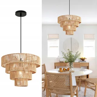 FORCOSO Rotan Hanglamp Boho E27 Vintage Woonkamer Slaapkamer Keuken — miniatuur 1