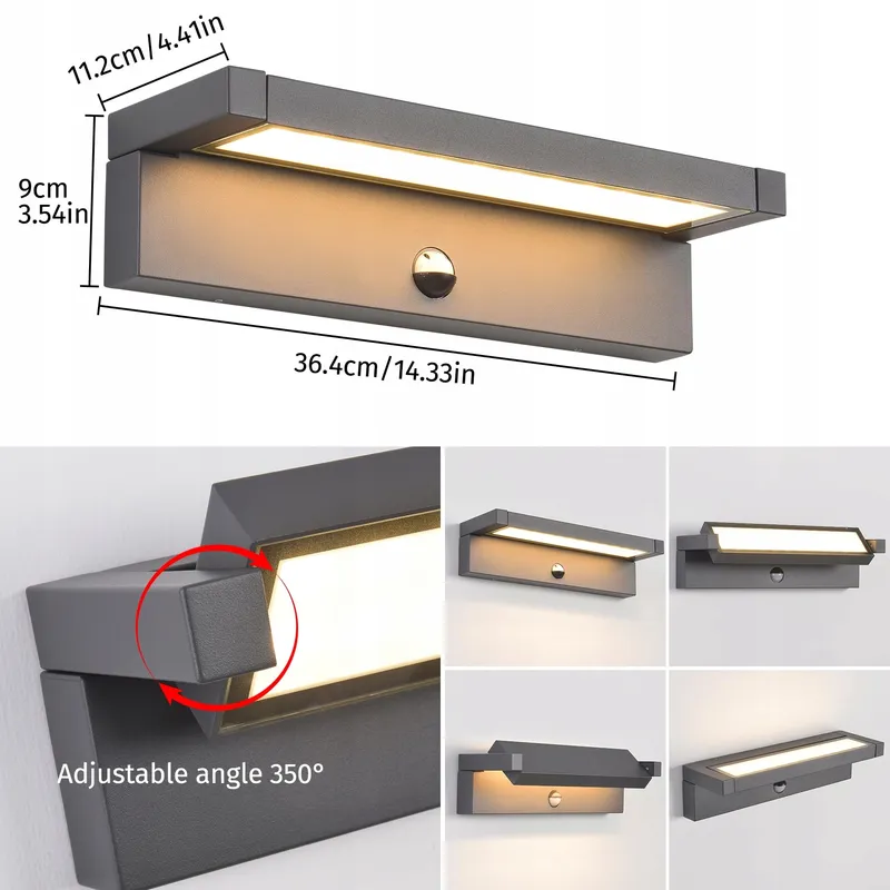 KUKAK LED Wandlamp Buiten Bewegingsmelder 36W IP65 3000K — foto 3