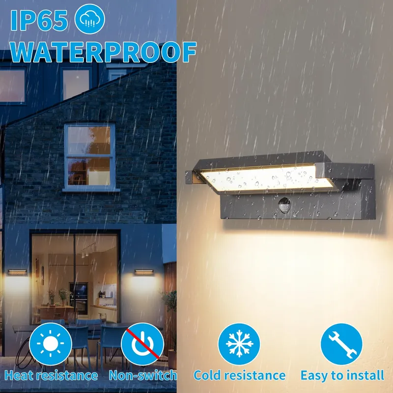 KUKAK LED Wandlamp Buiten Bewegingsmelder 36W IP65 3000K — foto 5
