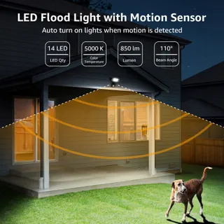 LEPRO 10W LED Buitenschijnwerper Bewegingsmelder 850LM — miniatuur 2