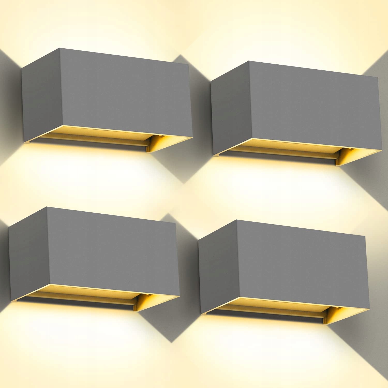 KINGWEN 20W LED Wandlampen 4 Stuks Verstelbaar IP65 Grijs