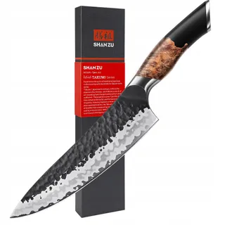 SHAN ZU Japans Koksmes 20cm 7-Laags Carbonstaal Esdoorn Handvat