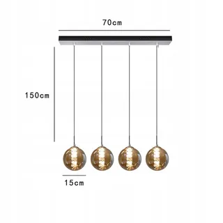 CBJKTX Hanglamp 4-Lamps Glas Amber — miniatuur 4