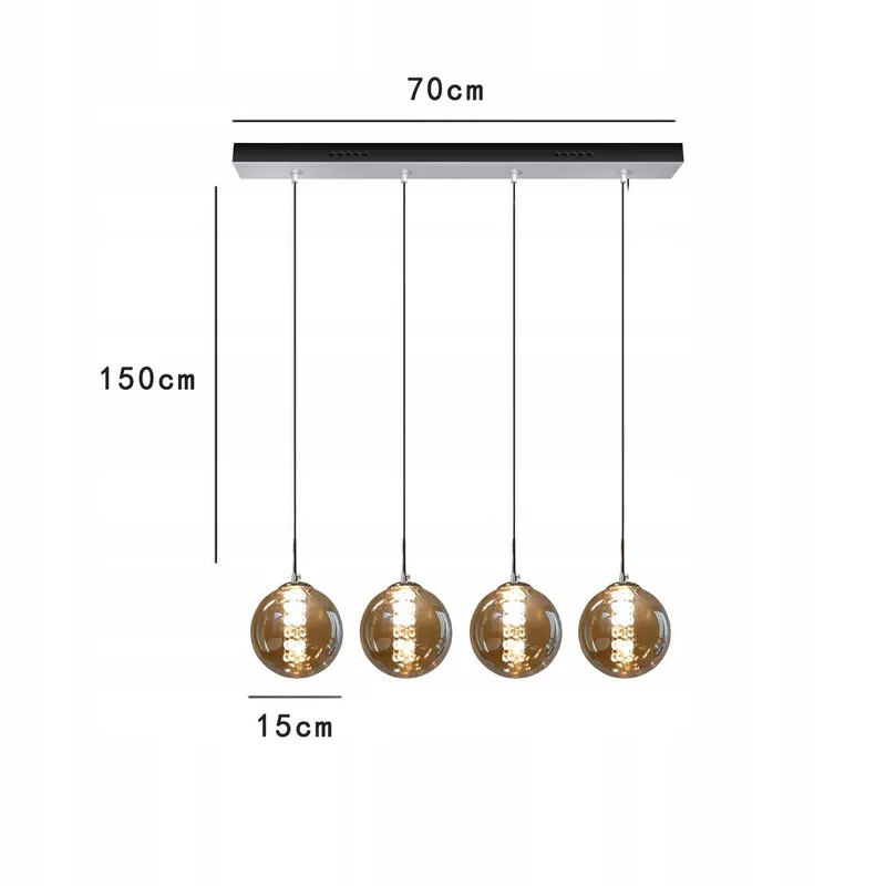 CBJKTX Hanglamp 4-Lamps Glas Amber — foto 4