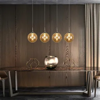 CBJKTX Hanglamp 4-Lamps Glas Amber — miniatuur 7