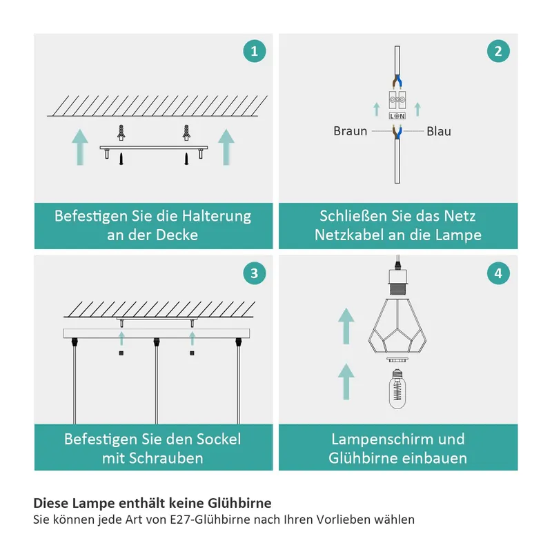 EMKE Hanglamp Vintage 3-Lamps Eetkamer Keuken Woonkamer — foto 7