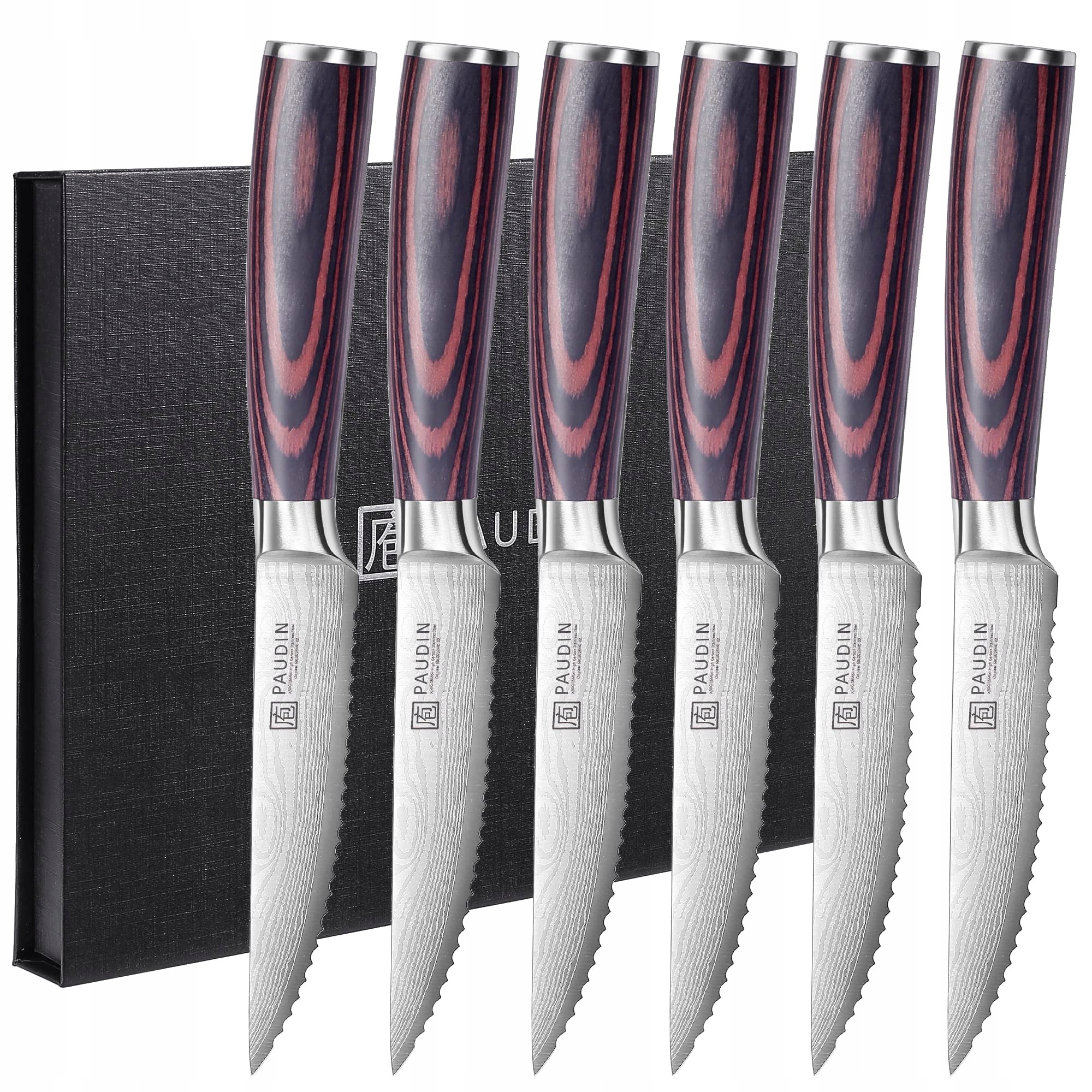 PAUDIN Steakmessenset 6-delig Duits Staal Ergonomisch Handvat