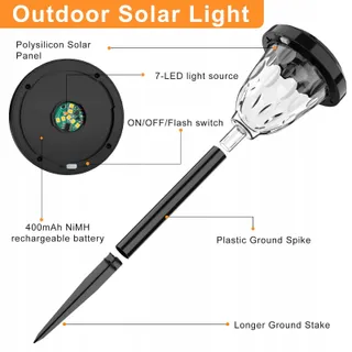 FIFLYING Solarlampen Buiten LED IP65 Tuin Gazon Paden 6 Stuks — miniatuur 2