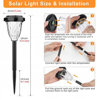 FIFLYING Solarlampen Buiten LED IP65 Tuin Gazon Paden 6 Stuks — miniatuur 3
