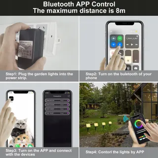 NATPOW LED Tuinverlichting RGB IP65 Bluetooth 16 Miljoen Kleuren — miniatuur 6