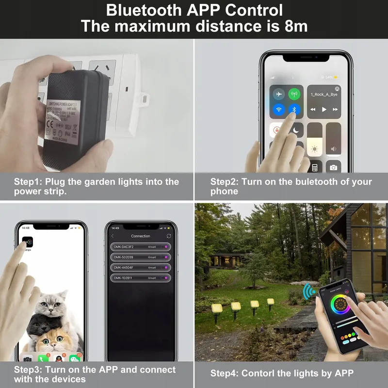 NATPOW LED Tuinverlichting RGB IP65 Bluetooth 16 Miljoen Kleuren — foto 6