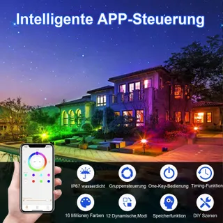 RICHSING LED RGB Tuinverlichting 15W IP67 Smart 2 Stuks Bluetooth — miniatuur 4