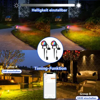 RICHSING LED RGB Tuinverlichting 15W IP67 Smart 2 Stuks Bluetooth — miniatuur 6
